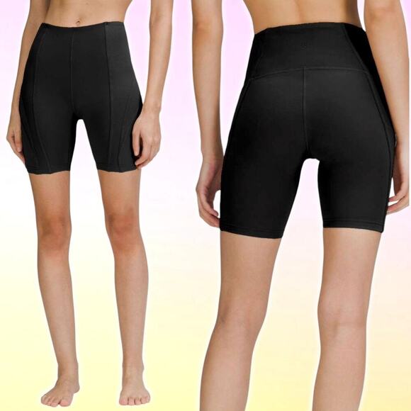 LULULEMON Ribbed High-Rise Yoga Short 8" Size 2 Black - Picture 1 of 6